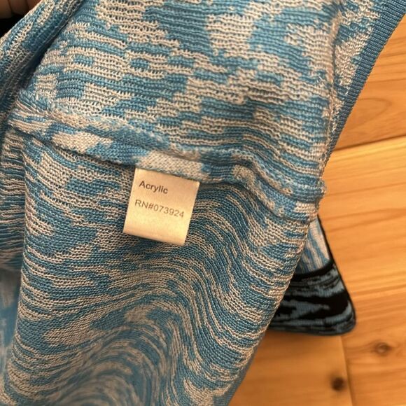 Ming Wang Size Small Petite Blue & Black Abstract Zebra Open Front Cardigan - Picture 7 of 11